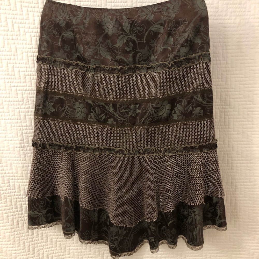 Alison Sheri skirt Brown and Dusty Blue